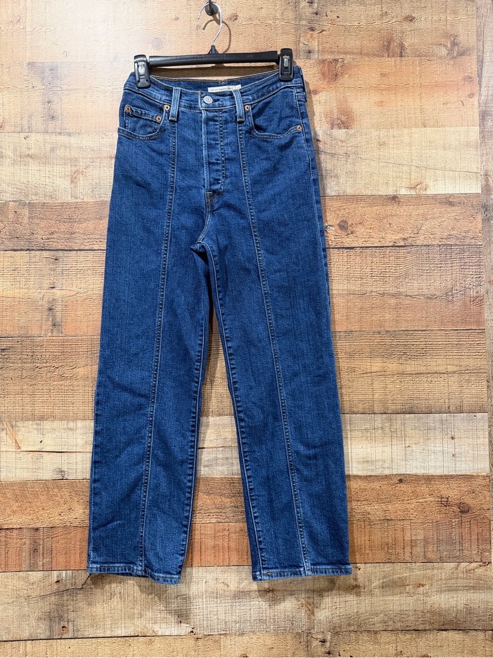 Levi's Women’s Ribcage Straight Ankle Dark Blue Denim Jeans Size 27